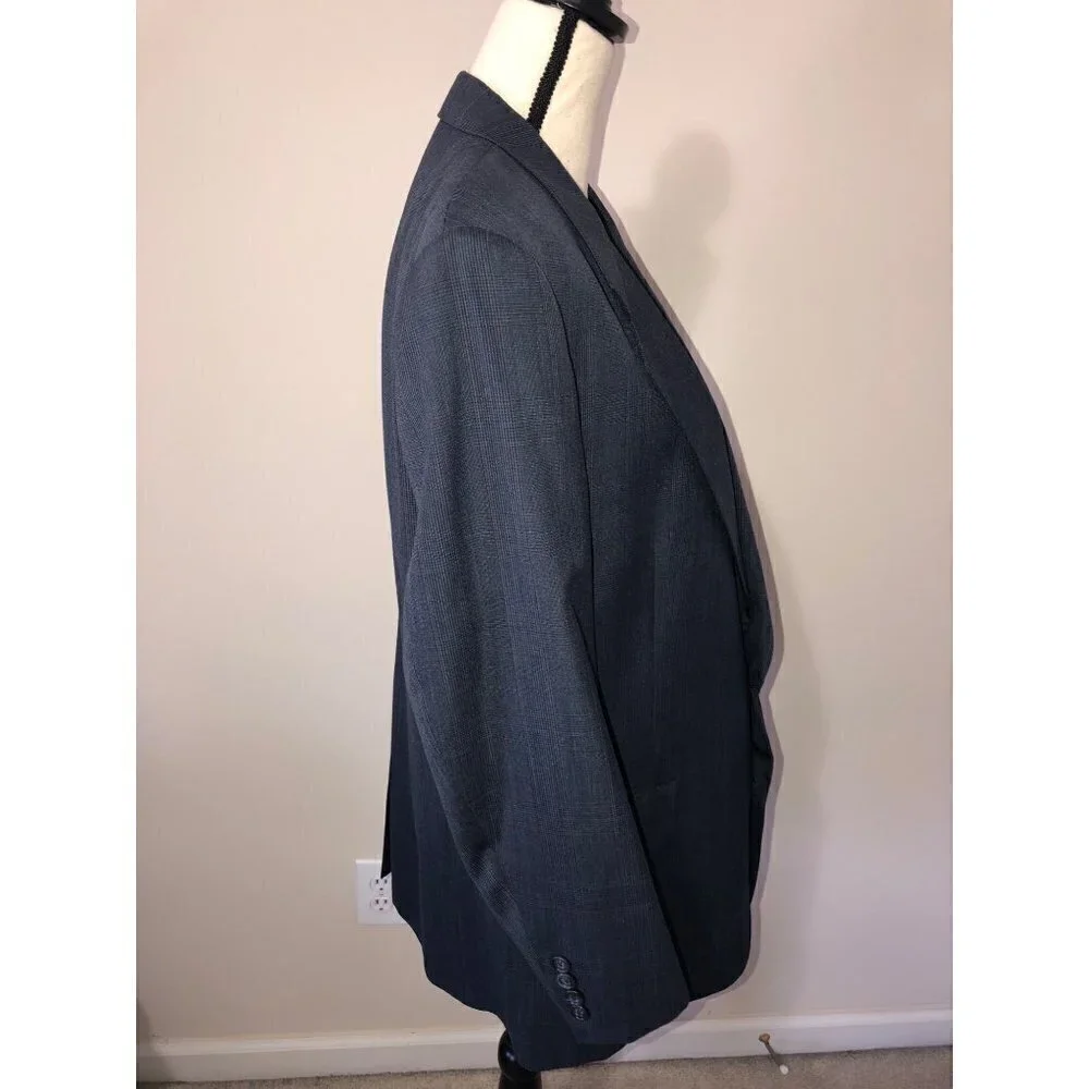 Hart Schafner Marx Mens Size 40R Sport Coat Blazer Blue 2 Button Glen Plaid FLAW